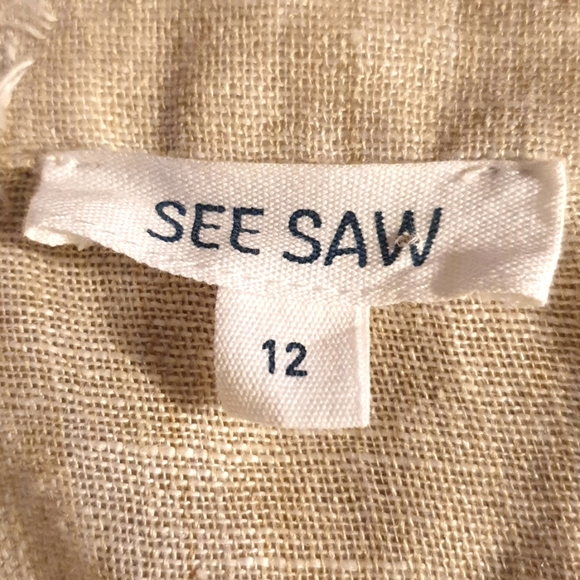 See Saw 2 Peice linen Top and Jacket 100 % Linen in Light biege size 12 - Picture 8 of 10